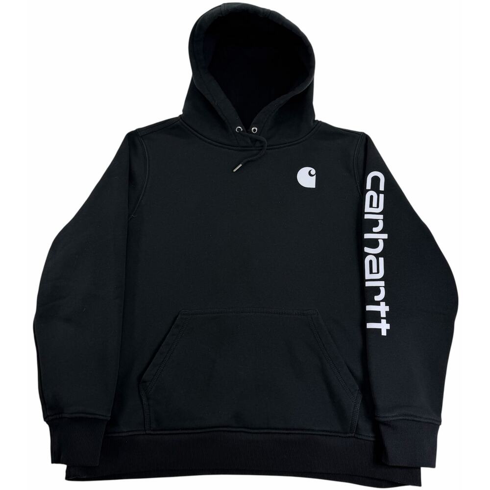 Carhartt Womens XXL Clarksburg Hoodie Black Graphic Sleeve Sweatshirt 102791-001